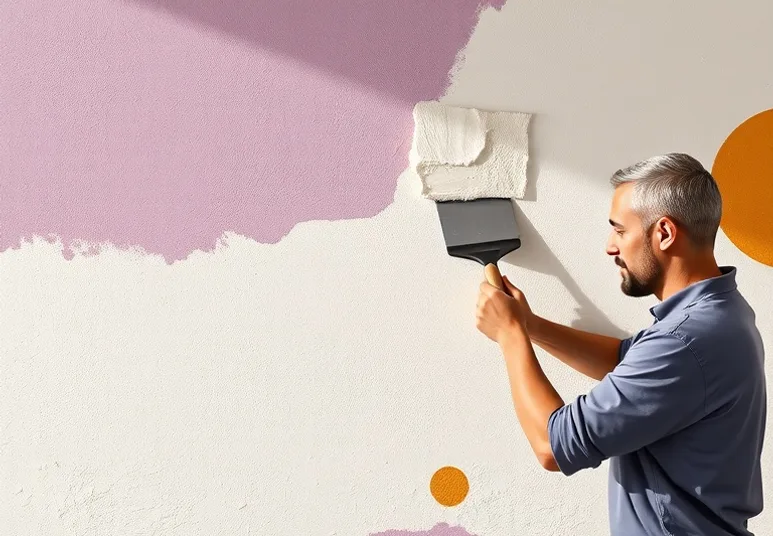 Application d'un enduit décoratif à la lisseuse sur un mur