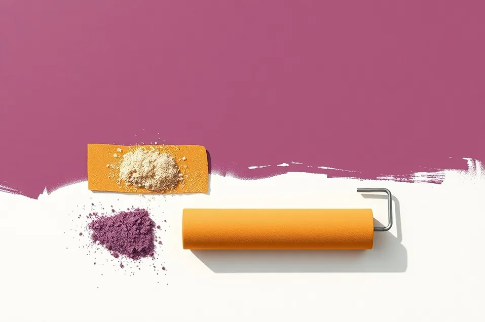 Outils de peinture disposés dans l'ordre des étapes du chantier